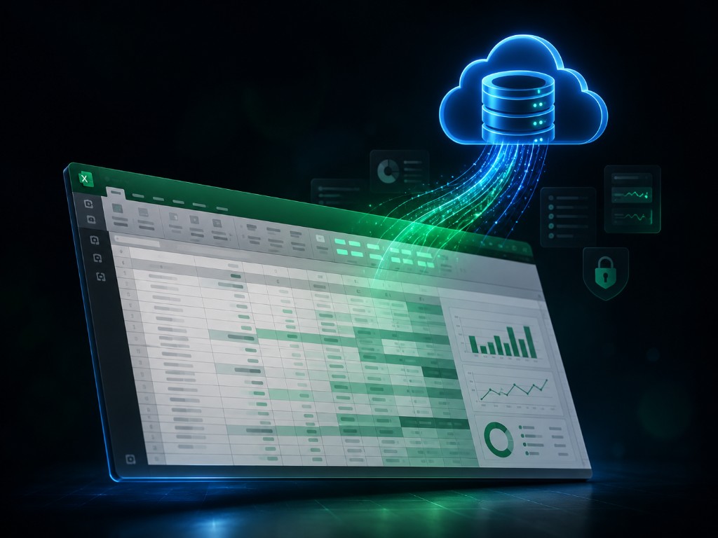 Excel spreadsheet receiving live data from EverQuery cloud database