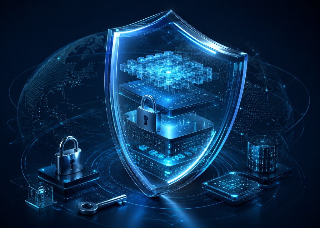 Subtle enterprise security and compliance shield pattern background